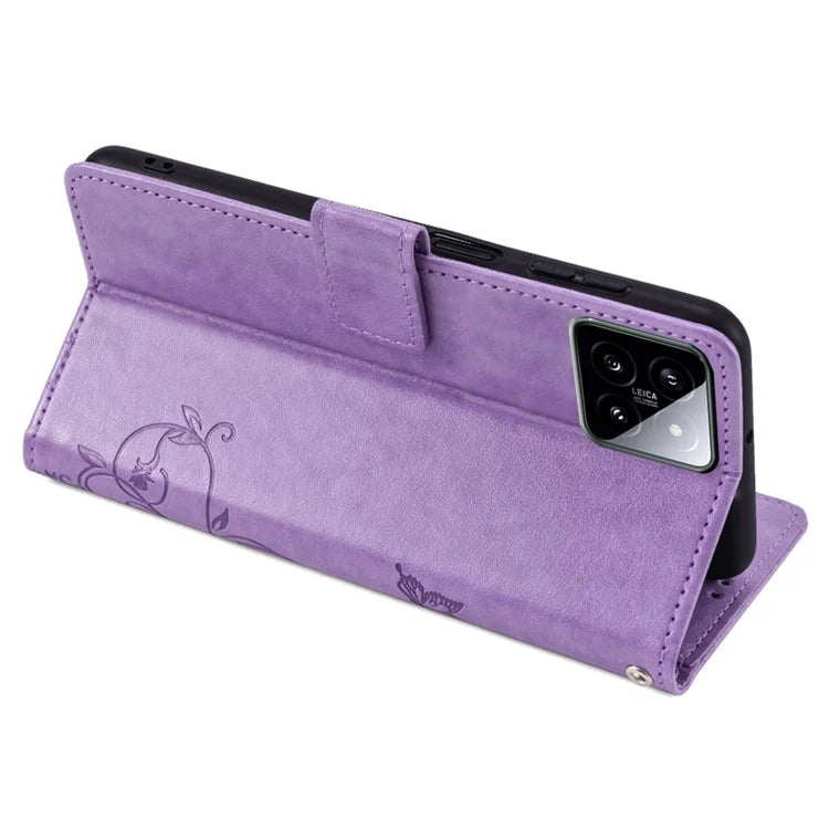 For Xiaomi 14 Wholesale Case Butterfly Flower Leather Wallet Phone Cover