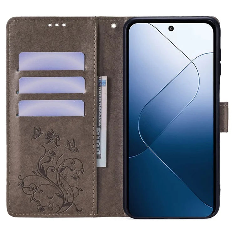For Xiaomi 14 Wholesale Case Butterfly Flower Leather Wallet Phone Cover