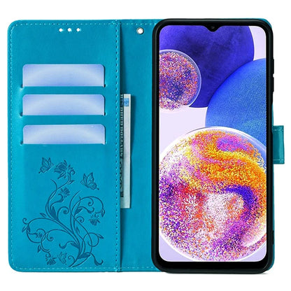 For Samsung Galaxy A23 4G / A23 5G (Global Version) Butterfly Flower Case PU Leather Phone Cover