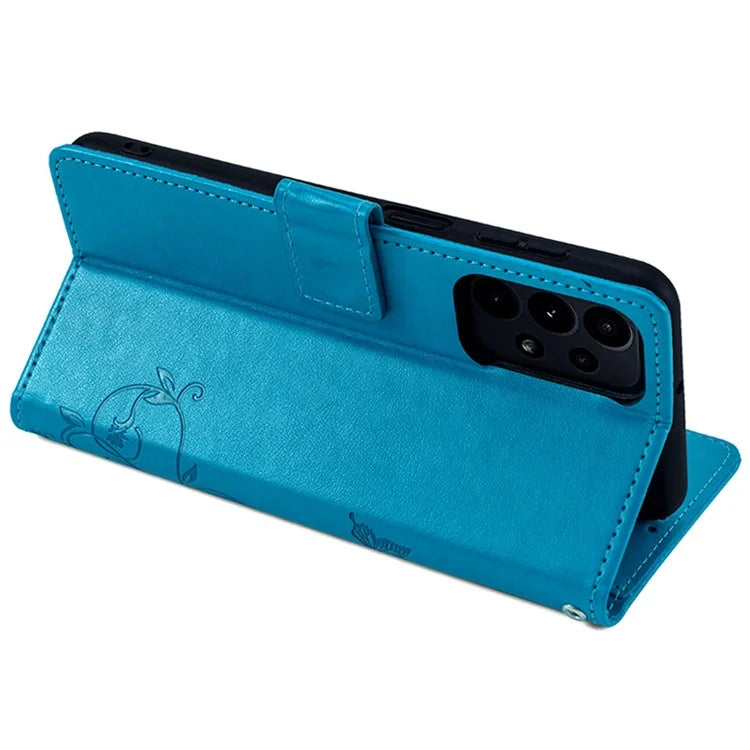 For Samsung Galaxy A23 4G / A23 5G (Global Version) Butterfly Flower Case PU Leather Phone Cover