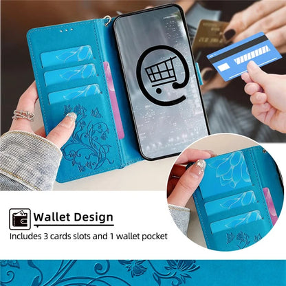 For Samsung Galaxy A23 4G / A23 5G (Global Version) Butterfly Flower Case PU Leather Phone Cover