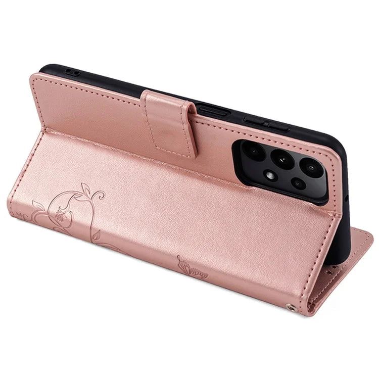 For Samsung Galaxy A23 4G / A23 5G (Global Version) Butterfly Flower Case PU Leather Phone Cover