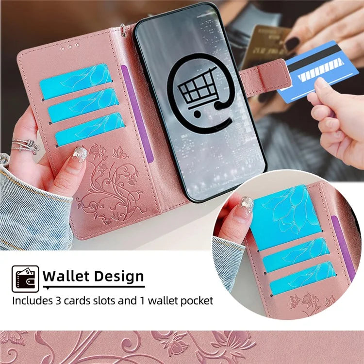 For Samsung Galaxy A23 4G / A23 5G (Global Version) Butterfly Flower Case PU Leather Phone Cover