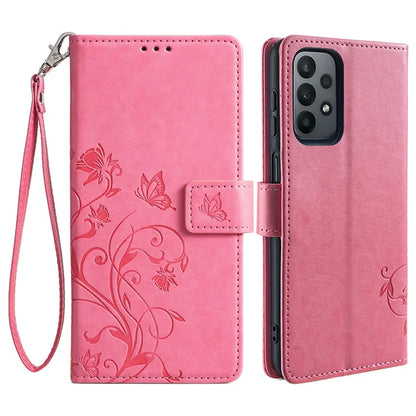 For Samsung Galaxy A23 4G / A23 5G (Global Version) Butterfly Flower Case PU Leather Phone Cover