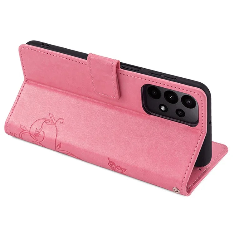 For Samsung Galaxy A23 4G / A23 5G (Global Version) Butterfly Flower Case PU Leather Phone Cover