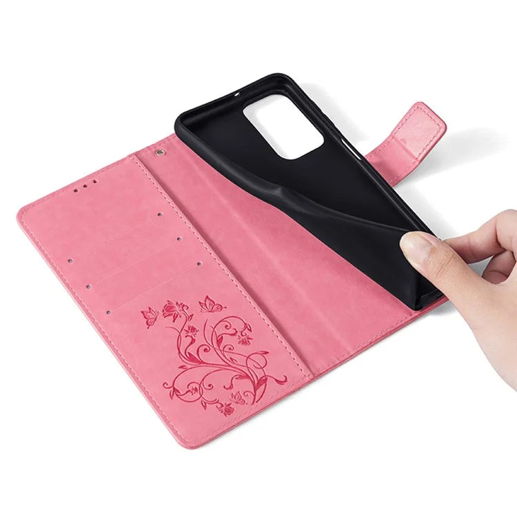 For Samsung Galaxy A23 4G / A23 5G (Global Version) Butterfly Flower Case PU Leather Phone Cover