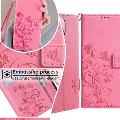 For Samsung Galaxy A23 4G / A23 5G (Global Version) Butterfly Flower Case PU Leather Phone Cover