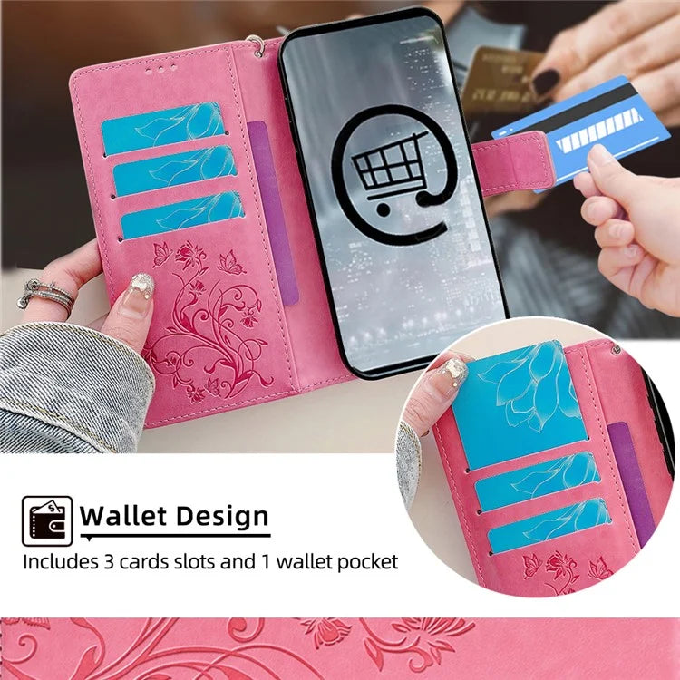 For Samsung Galaxy A23 4G / A23 5G (Global Version) Butterfly Flower Case PU Leather Phone Cover