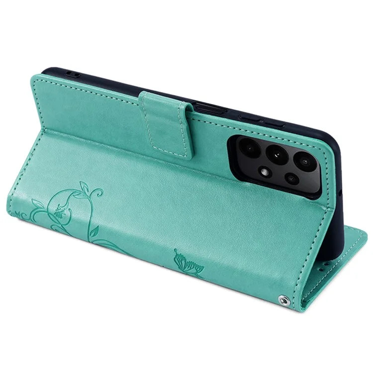 For Samsung Galaxy A23 4G / A23 5G (Global Version) Butterfly Flower Case PU Leather Phone Cover