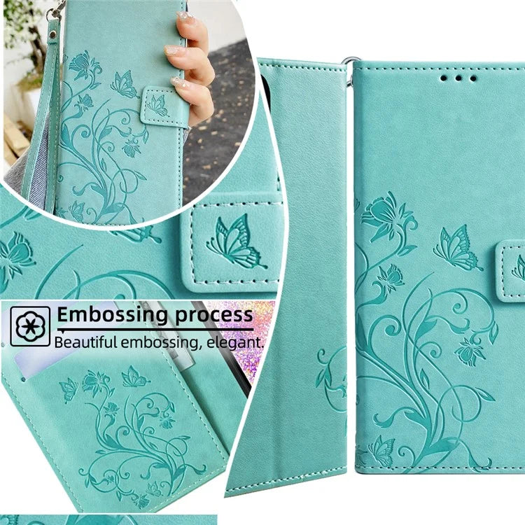 For Samsung Galaxy A23 4G / A23 5G (Global Version) Butterfly Flower Case PU Leather Phone Cover