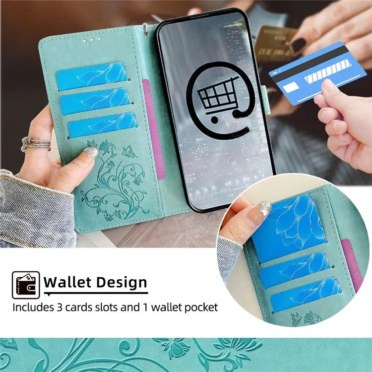 For Samsung Galaxy A23 4G / A23 5G (Global Version) Butterfly Flower Case PU Leather Phone Cover