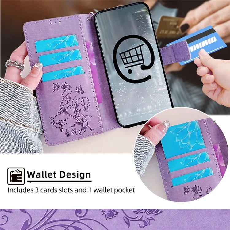 For Samsung Galaxy A23 4G / A23 5G (Global Version) Butterfly Flower Case PU Leather Phone Cover