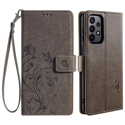 For Samsung Galaxy A23 4G / A23 5G (Global Version) Butterfly Flower Case PU Leather Phone Cover