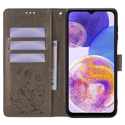 For Samsung Galaxy A23 4G / A23 5G (Global Version) Butterfly Flower Case PU Leather Phone Cover