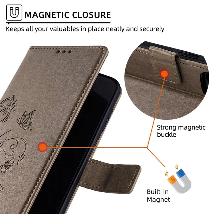 For Samsung Galaxy A23 4G / A23 5G (Global Version) Butterfly Flower Case PU Leather Phone Cover