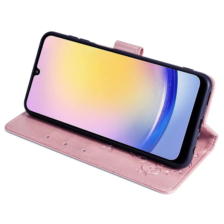For Samsung Galaxy A25 5G (Global) (161.0 x 76.5 x 8.3mm) Case Butterfly Flower PU Leather Phone Folio Cover