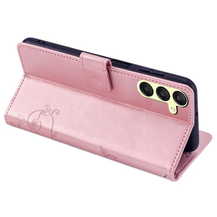 For Samsung Galaxy A25 5G (Global) (161.0 x 76.5 x 8.3mm) Case Butterfly Flower PU Leather Phone Folio Cover