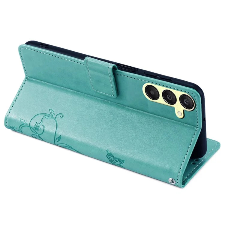 For Samsung Galaxy A25 5G (Global) (161.0 x 76.5 x 8.3mm) Case Butterfly Flower PU Leather Phone Folio Cover