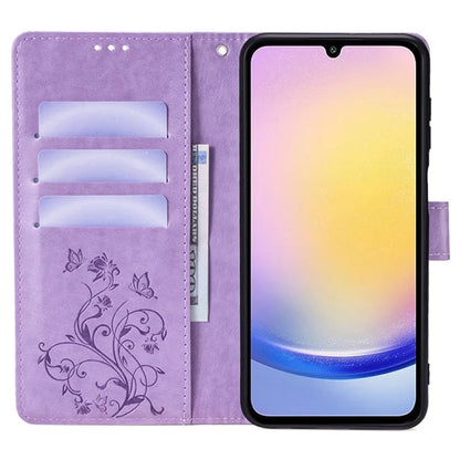 For Samsung Galaxy A25 5G (Global) (161.0 x 76.5 x 8.3mm) Case Butterfly Flower PU Leather Phone Folio Cover
