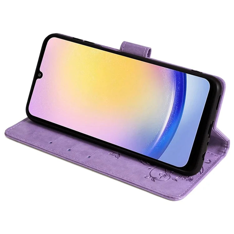 For Samsung Galaxy A25 5G (Global) (161.0 x 76.5 x 8.3mm) Case Butterfly Flower PU Leather Phone Folio Cover