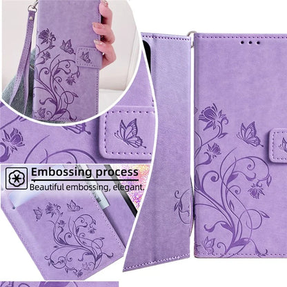 For Samsung Galaxy A25 5G (Global) (161.0 x 76.5 x 8.3mm) Case Butterfly Flower PU Leather Phone Folio Cover