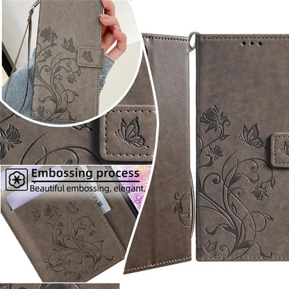 For Samsung Galaxy A25 5G (Global) (161.0 x 76.5 x 8.3mm) Case Butterfly Flower PU Leather Phone Folio Cover