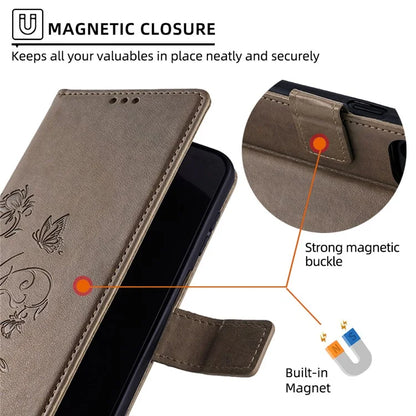 For Samsung Galaxy A25 5G (Global) (161.0 x 76.5 x 8.3mm) Case Butterfly Flower PU Leather Phone Folio Cover