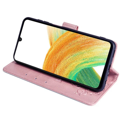 For Samsung Galaxy A33 5G Case Butterfly Flower Pattern Leather Phone Cover with Wrist Strap