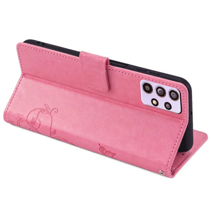 For Samsung Galaxy A33 5G Case Butterfly Flower Pattern Leather Phone Cover with Wrist Strap