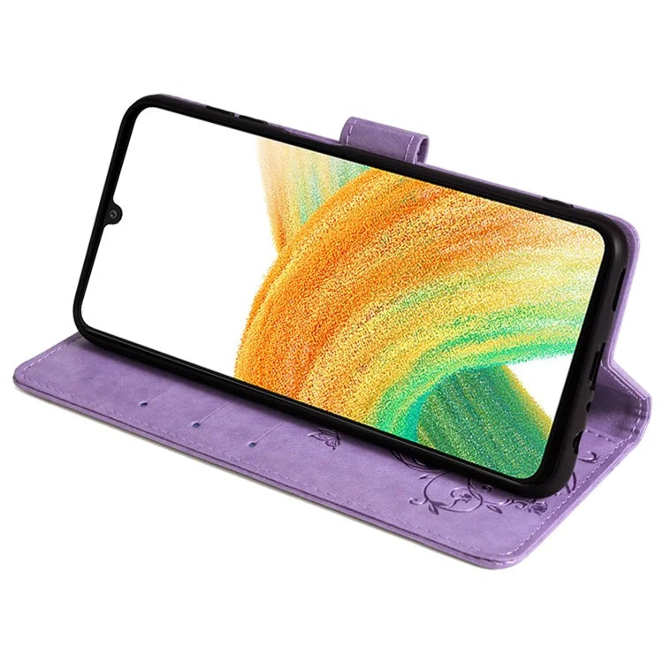For Samsung Galaxy A33 5G Case Butterfly Flower Pattern Leather Phone Cover with Wrist Strap