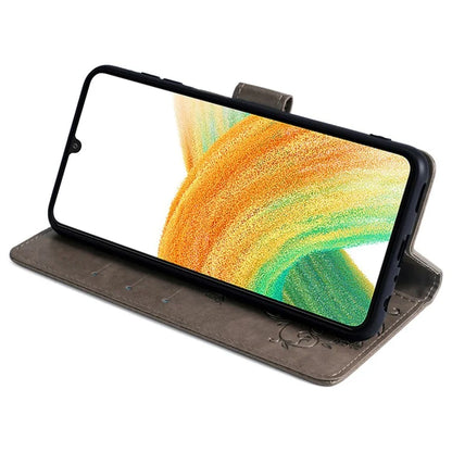 For Samsung Galaxy A33 5G Case Butterfly Flower Pattern Leather Phone Cover with Wrist Strap