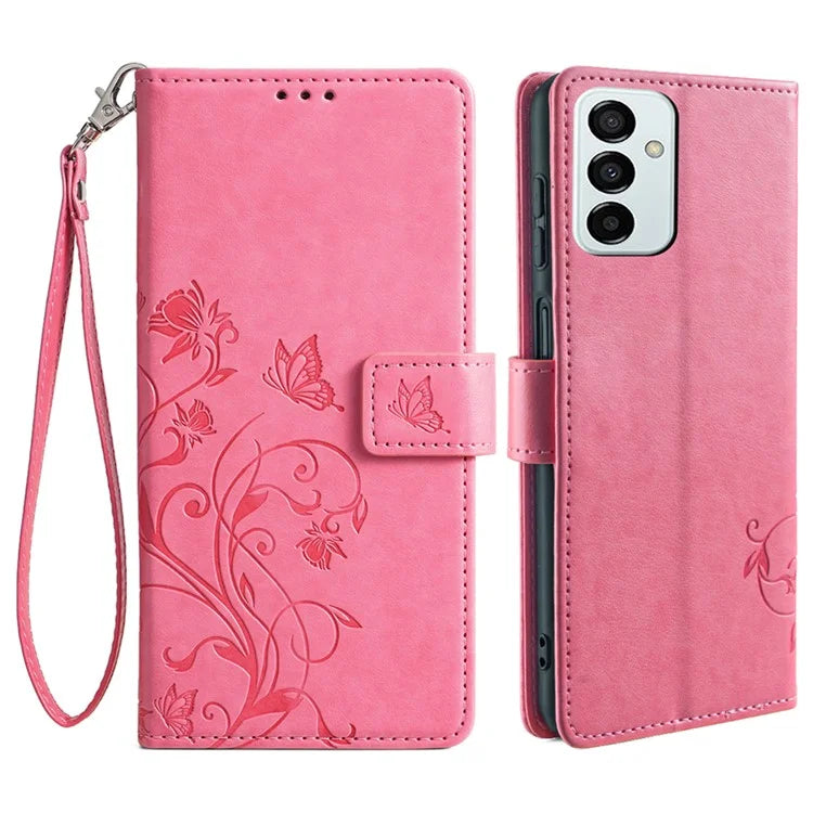 For Samsung Galaxy M23 5G / F23 5G Case Butterfly Flower PU Leather Stand Phone Cover