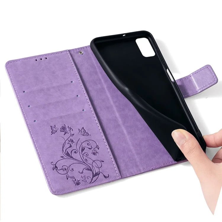For Samsung Galaxy M23 5G / F23 5G Case Butterfly Flower PU Leather Stand Phone Cover