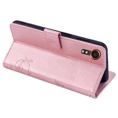 For Samsung Galaxy Xcover7 Case PU Leather Flip Stand Phone Cover Butterfly Flower Design