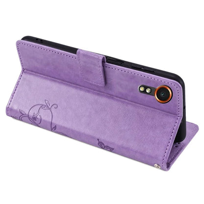 For Samsung Galaxy Xcover7 Case PU Leather Flip Stand Phone Cover Butterfly Flower Design