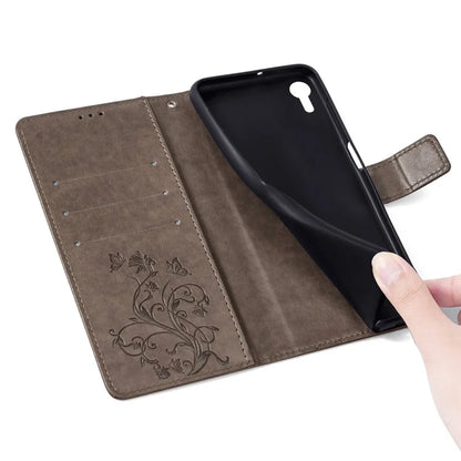 For Samsung Galaxy Xcover7 Case PU Leather Flip Stand Phone Cover Butterfly Flower Design