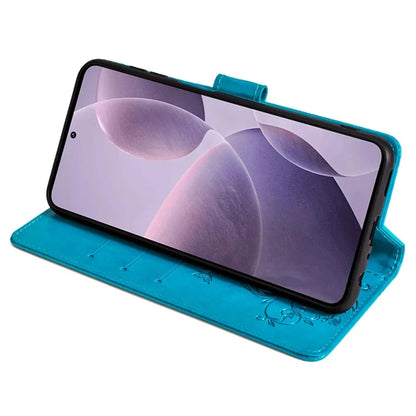 For Xiaomi Poco F6 Pro 5G / Redmi K70 5G / K70 Pro 5G Phone Case Butterfly Flower Imprinted Leather Anti-Fall Cover