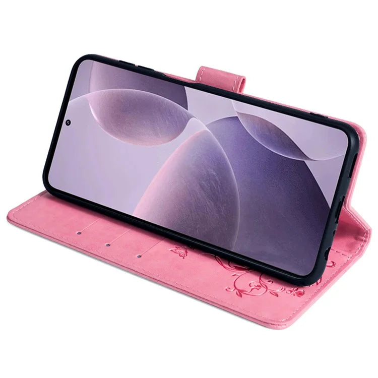 For Xiaomi Poco F6 Pro 5G / Redmi K70 5G / K70 Pro 5G Phone Case Butterfly Flower Imprinted Leather Anti-Fall Cover