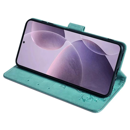 For Xiaomi Poco F6 Pro 5G / Redmi K70 5G / K70 Pro 5G Phone Case Butterfly Flower Imprinted Leather Anti-Fall Cover