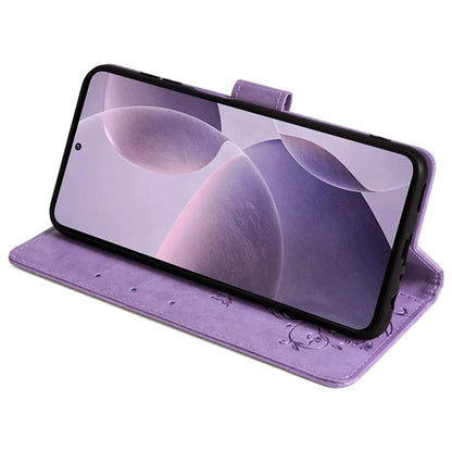 For Xiaomi Poco F6 Pro 5G / Redmi K70 5G / K70 Pro 5G Phone Case Butterfly Flower Imprinted Leather Anti-Fall Cover