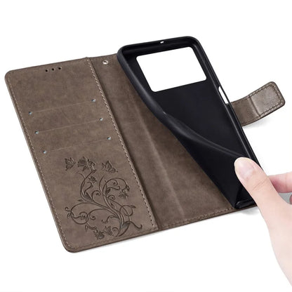 For Xiaomi Poco F6 Pro 5G / Redmi K70 5G / K70 Pro 5G Phone Case Butterfly Flower Imprinted Leather Anti-Fall Cover
