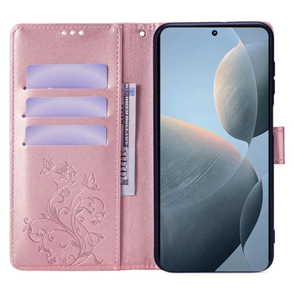 For Xiaomi Redmi K70E 5G / Poco X6 Pro 5G Case Butterfly Flower PU Leather Handbag Phone Cover