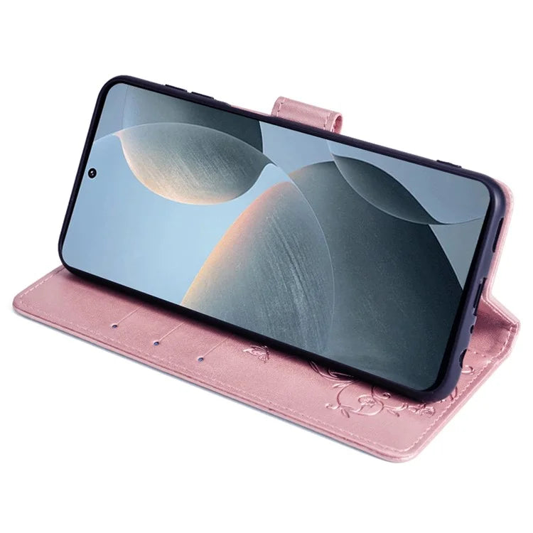For Xiaomi Redmi K70E 5G / Poco X6 Pro 5G Case Butterfly Flower PU Leather Handbag Phone Cover