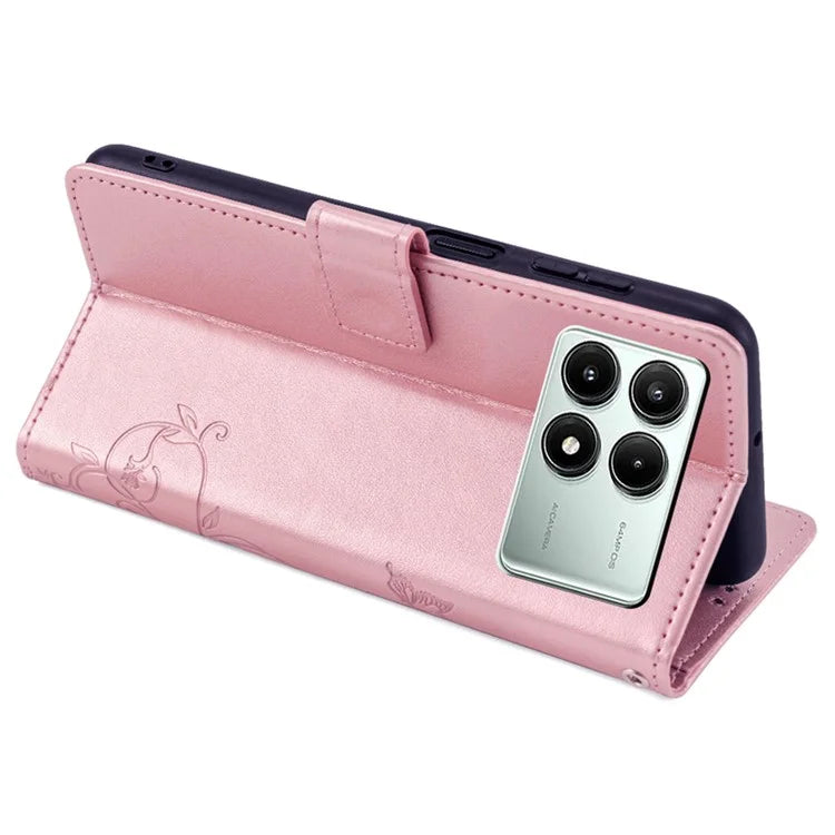 For Xiaomi Redmi K70E 5G / Poco X6 Pro 5G Case Butterfly Flower PU Leather Handbag Phone Cover