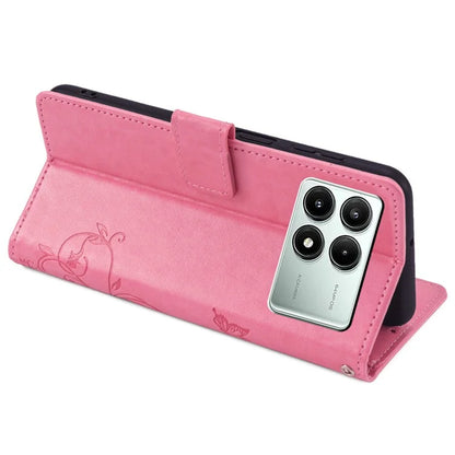 For Xiaomi Redmi K70E 5G / Poco X6 Pro 5G Case Butterfly Flower PU Leather Handbag Phone Cover