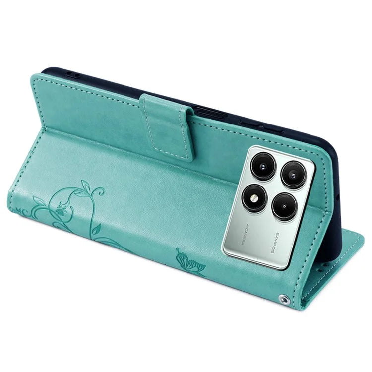 For Xiaomi Redmi K70E 5G / Poco X6 Pro 5G Case Butterfly Flower PU Leather Handbag Phone Cover