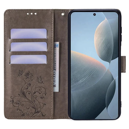 For Xiaomi Redmi K70E 5G / Poco X6 Pro 5G Case Butterfly Flower PU Leather Handbag Phone Cover