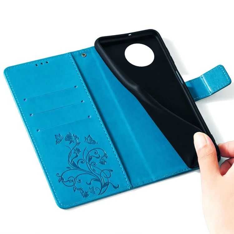 For Xiaomi Redmi A3 / Poco C61 Case Card Slots Cover Butterfly Flower PU Leather Stand Phone Shell with Strap