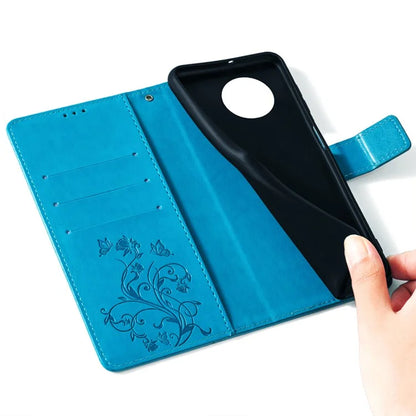For Xiaomi Redmi A3 / Poco C61 Case Card Slots Cover Butterfly Flower PU Leather Stand Phone Shell with Strap