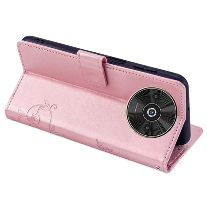 For Xiaomi Redmi A3/Poco C61 Case Card Slots Cover Butterfly Flower PU Leather Stand Phone Shell with Strap
